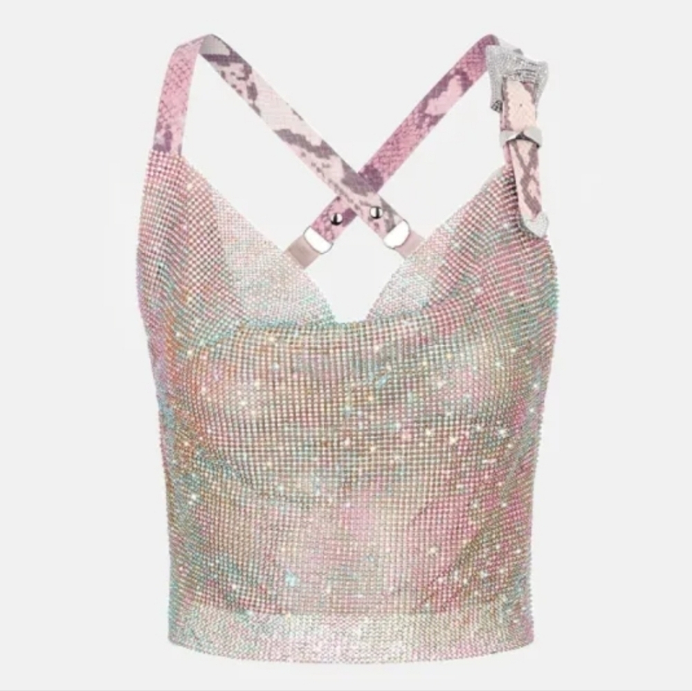 Poster Girl Mirage Amethyst Crystal Chainmail Bambi Top Buckle Strap Size Small